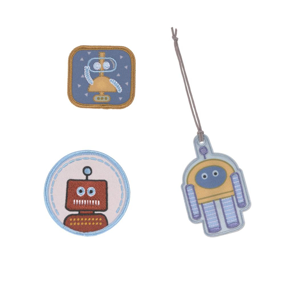 LÄSSIG Anhänger &amp; Patches Set Unique "Robot"